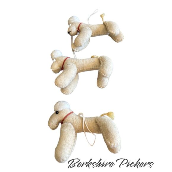 Felt Poodle Ornaments Handmade SET OF 3 - Picture 3 of 5